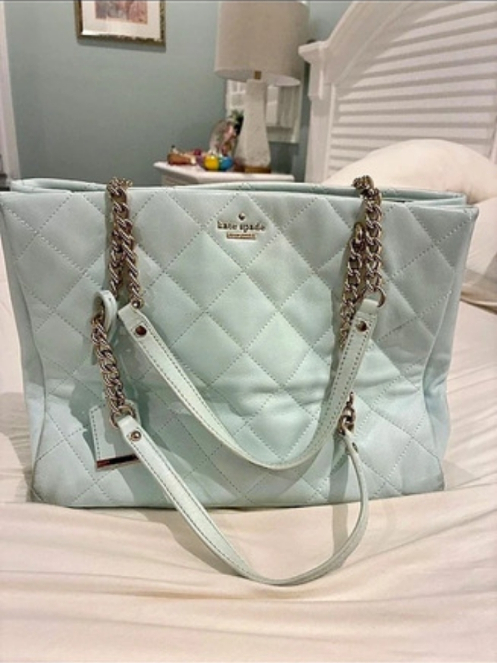Kate Spade Quilted Tote in Blue Like New
